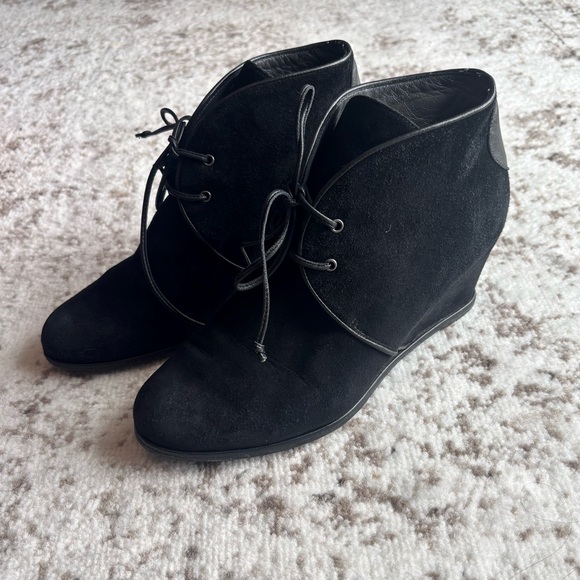 Stuart Weitzman Shoes - Stuart Weitzman Kalahari Lace-Up Hidden Black Wedge Bootie